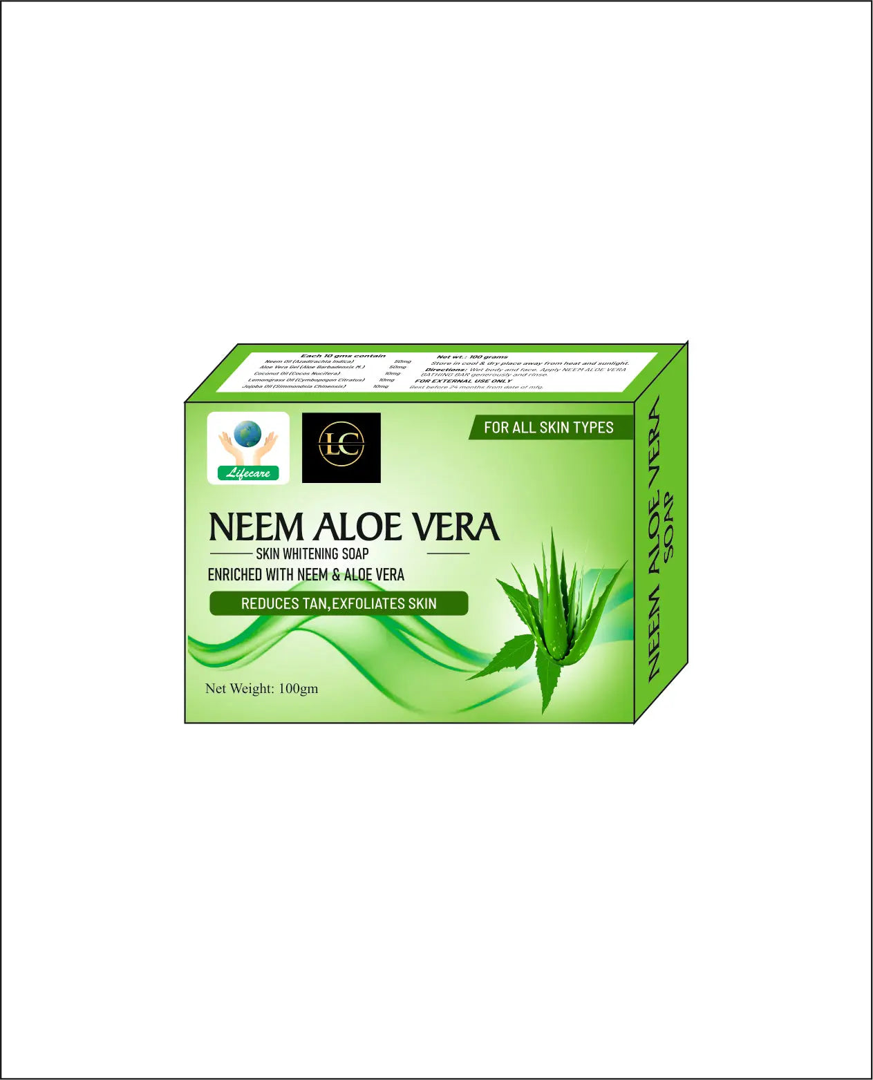 NEEM ALOEVERA SKIN WHITENING SOAP Life Care Ayurvedic