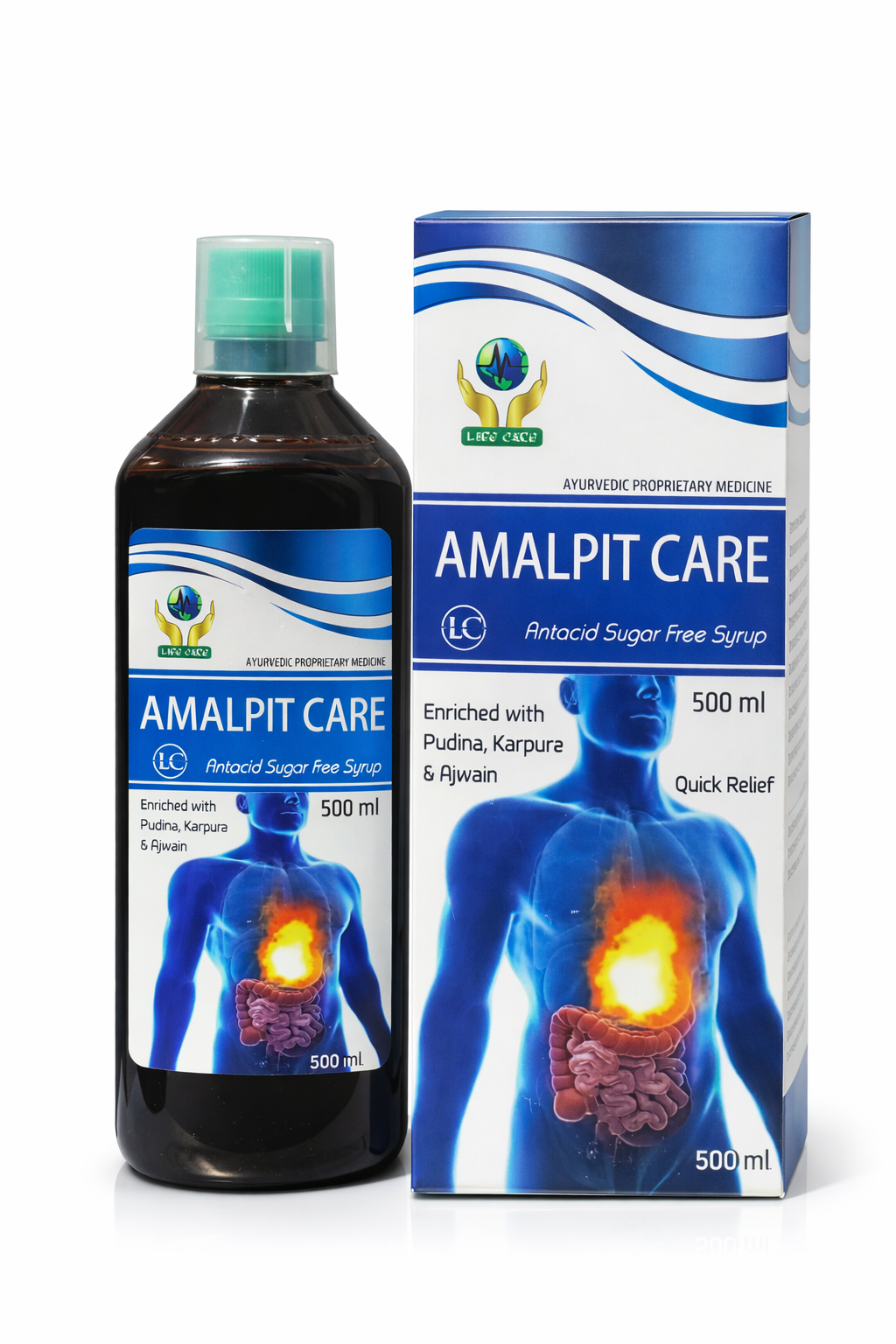 Amalpit Care Ayurvedic Syrup - Sugar Free Antacid | Quick Relief from Acidity & Gas (500ml)